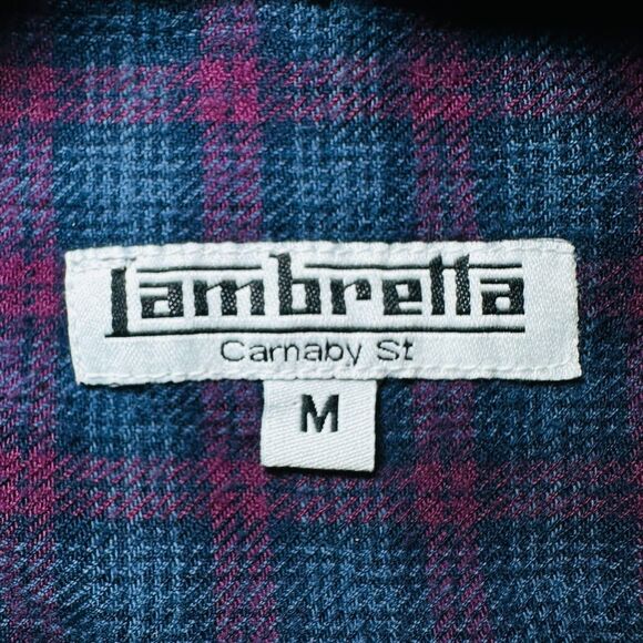 Lambretta Carnaby St MOD Hipster Flannel Shirt in Blue Burgundy Tartan Plaid - Picture 3 of 8